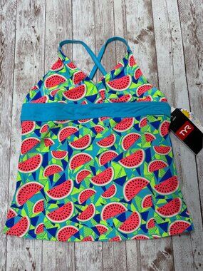 TYR Girls' Tutti Frutti Claire Tankini Top sz Medium 7/8 Swimsuit Bikini Beach